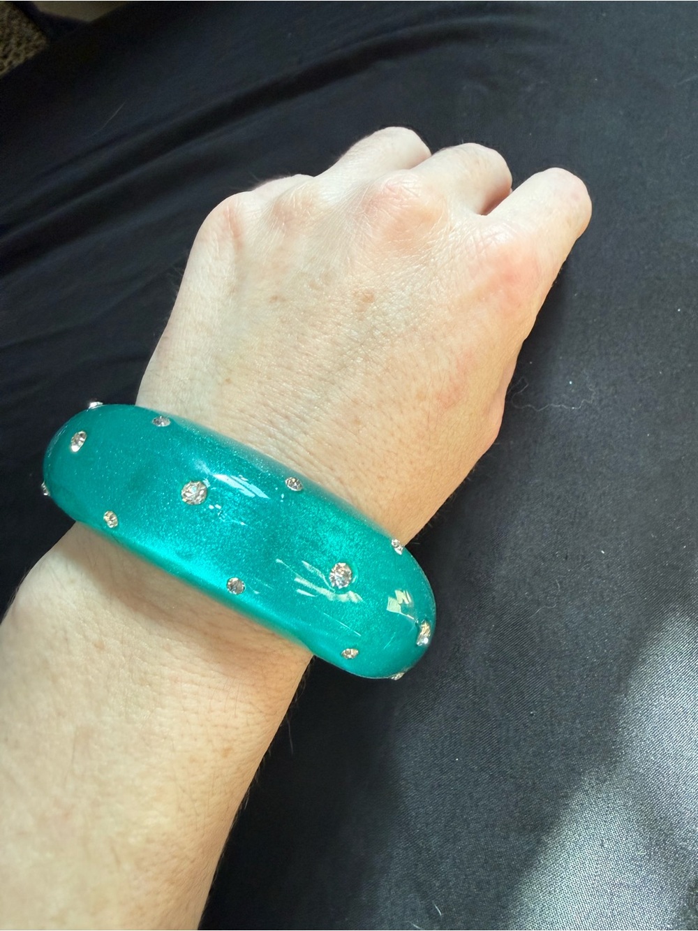 Teal Crystal-Accent Resin Bangle Bracelet - Women Accessories